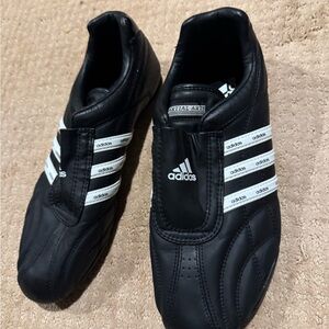 Adidas Black and White Athletic Shoes with Signature Stripes